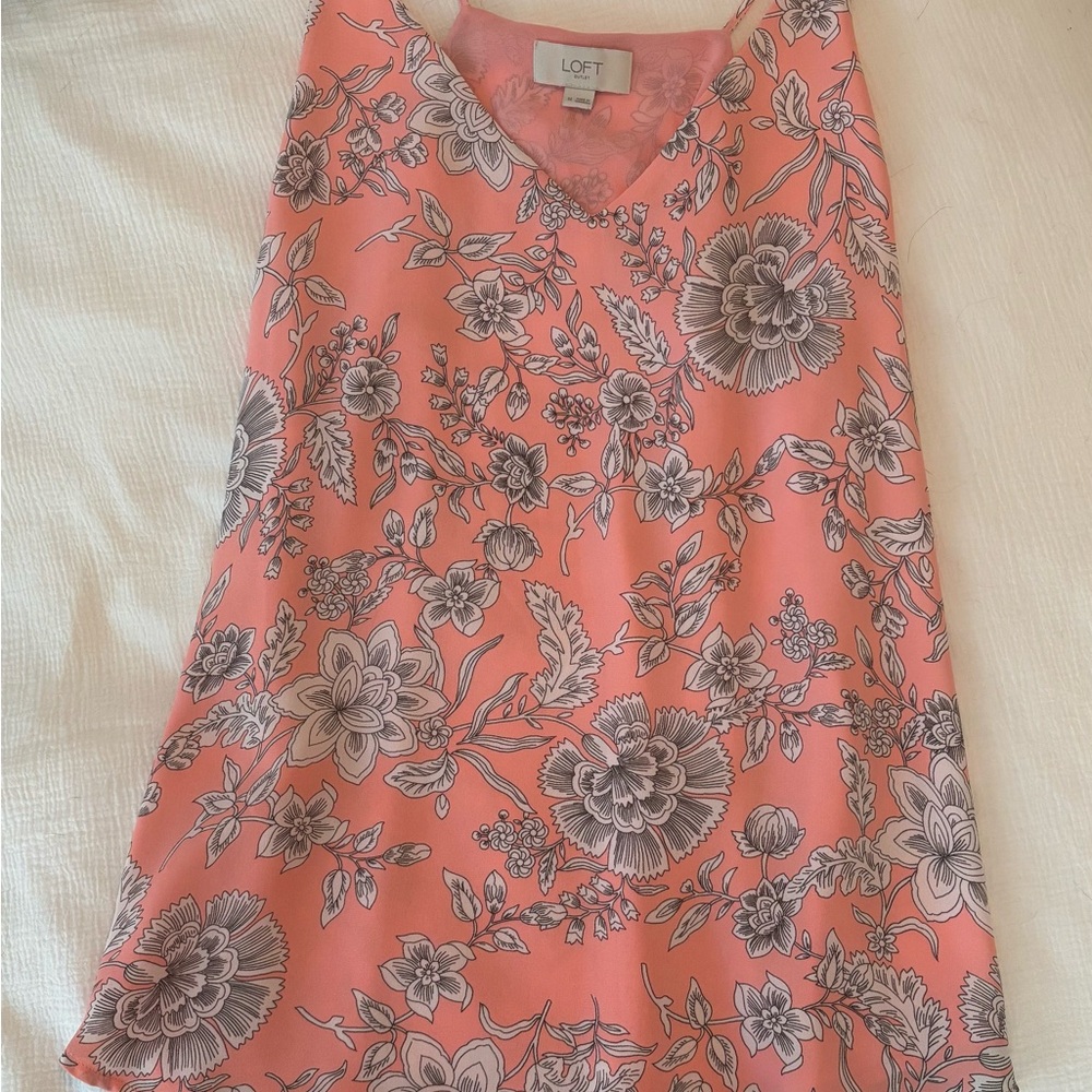LOFT Pink Floral Sleeveless Top
